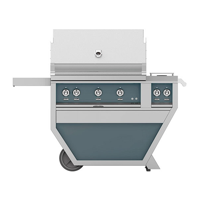 Hestan 36-Inch Natural Gas Freestanding Deluxe Grill with Double Side Burner, 1 Sear – 2 Trellis w/ Rotisserie in Dark Gray – GMBR36CX2-NG-GG hestan-36ngfreestandinggrills-master