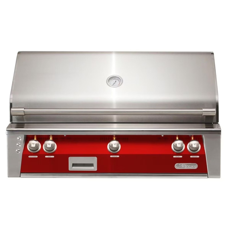 Alfresco 42-Inch Built-in Stainless Steel Gas Grill w/ Rotisserie in Carmine Red Propane