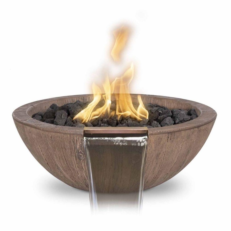 Top Fires Sedona 27-Inch Wood Grain GFRC Gas Fire and Water Bowl – Electronic Liquid Propane Ivory