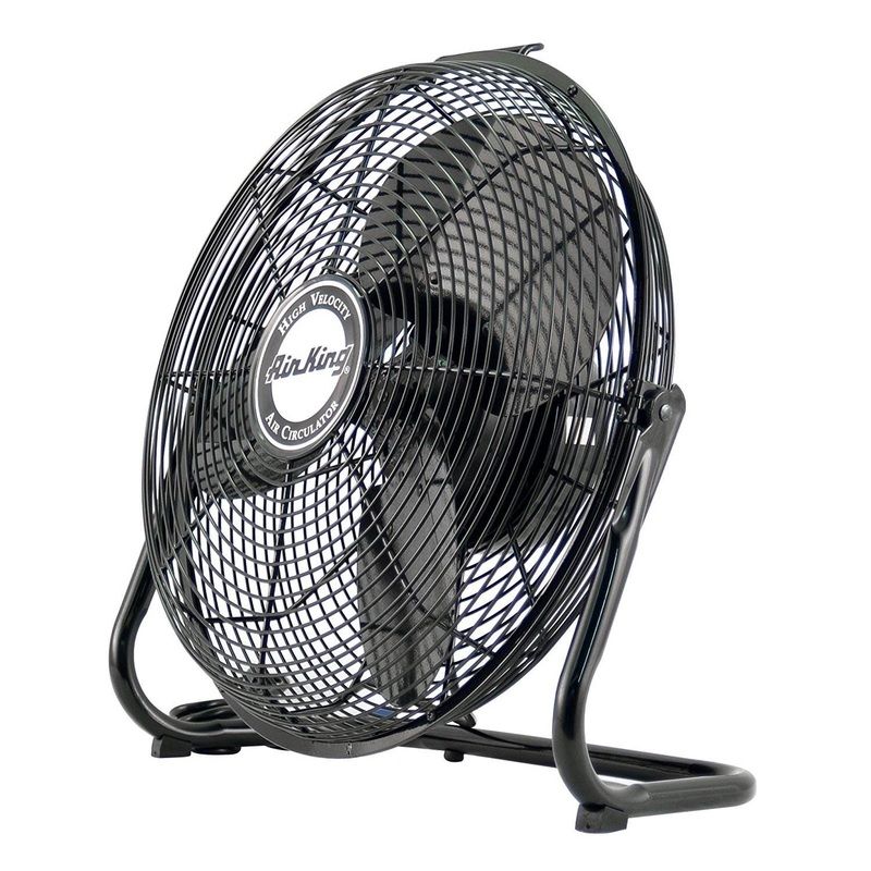 Air King 12 Inch 3-Speed Indoor Industrial Open Motor Pivoting Floor Fan (Used)