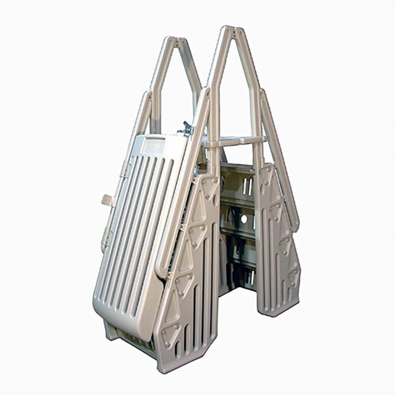 Vinyl Works AF 24 Inch Gated Entry Above Ground Pool Ladder, Taupe (For Parts)