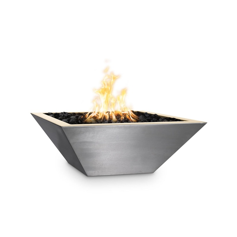 The Outdoor Plus – 30″ Square Maya Fire Bowl – Stainless Steel – NG, LP – OPT-30SQSSFO Match Lit