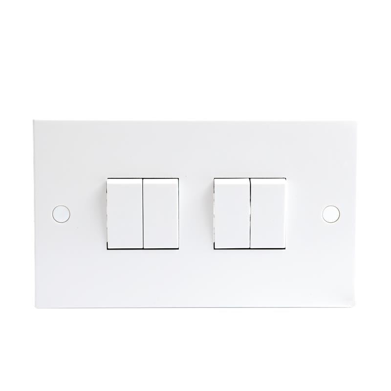 10A White 4G 2 Way 230V Electric Wall Plate Switch