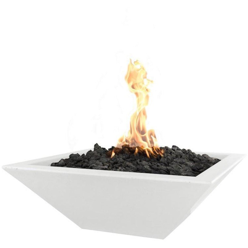 Top Fires Maya 36-Inch Square Concrete Gas Fire Bowl – Electronic (OPT-36SFOE) Liquid Propane Black