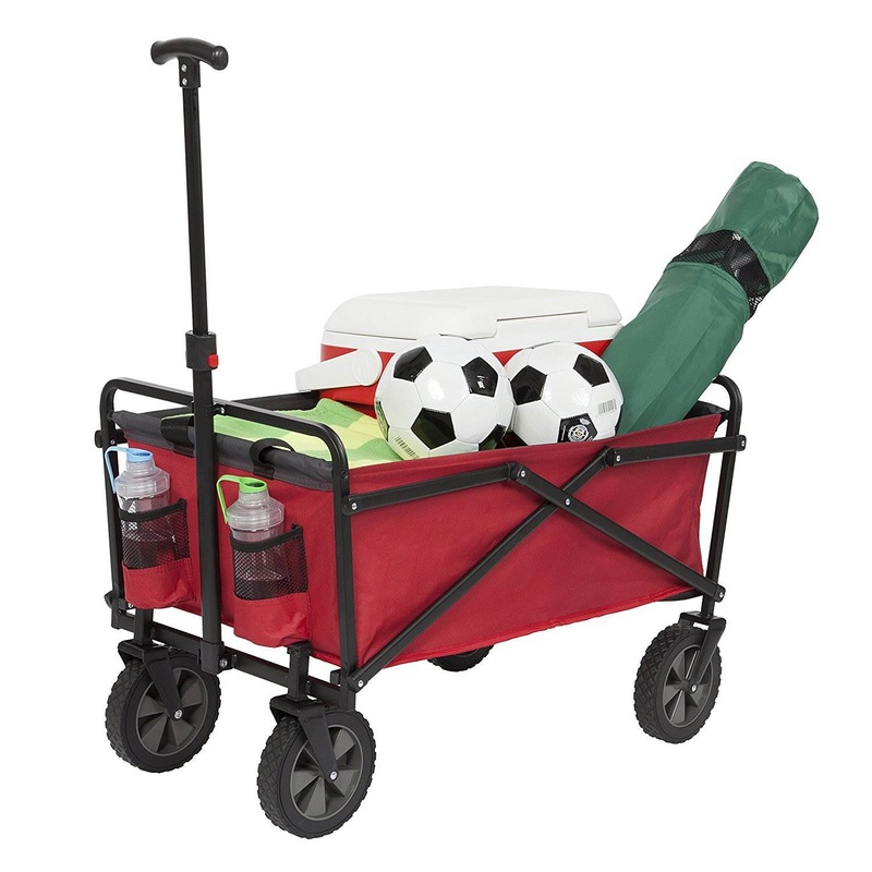 Seina Collapsible Steel Frame Folding Utility Beach Wagon Cart, Red (Open Box)