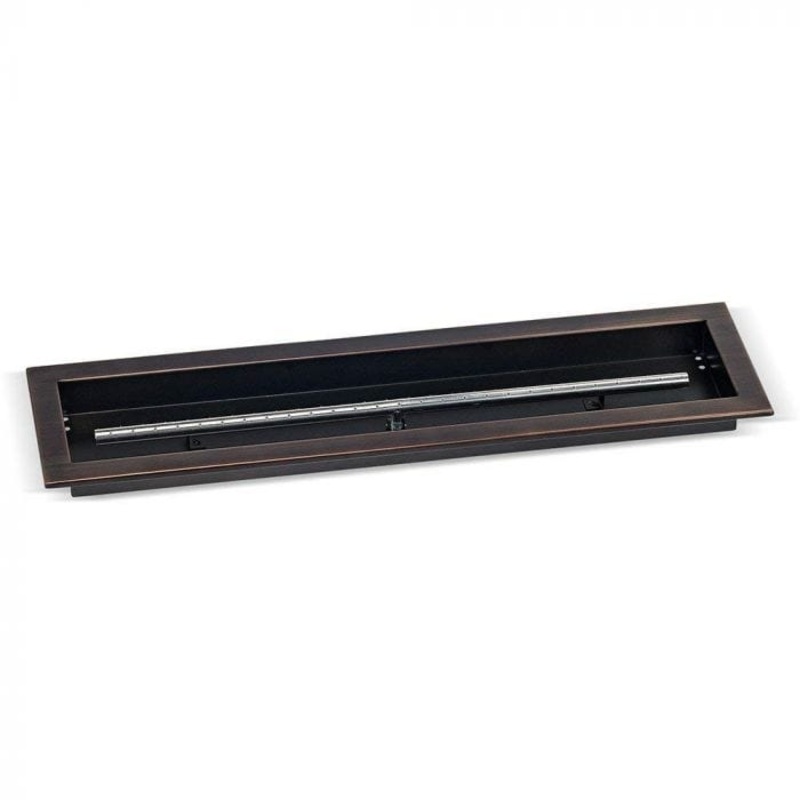 American Fire Glass Linear Oil Rubbed Bronze Drop-in Pan with Burner 30×6-Inch