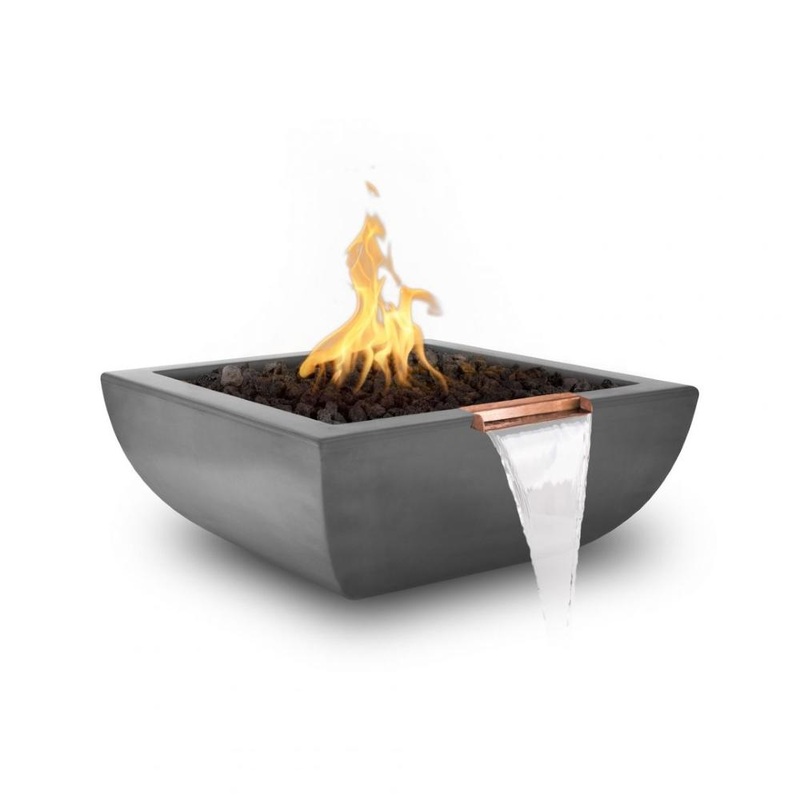 Top Fires Avalon 36-Inch Square Concrete Gas Fire and Water Bowl – Match Lit Liquid Propane Black