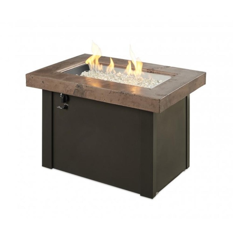 The Outdoor GreatRoom Company Providence Rectangular Gas Fire Pit Table Brown