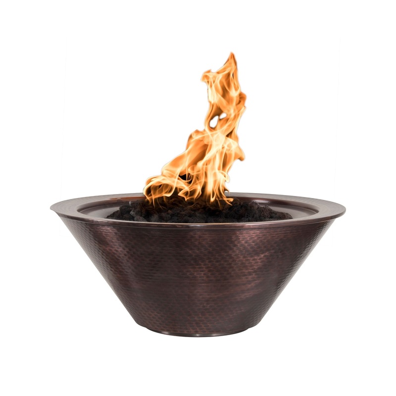 The Outdoor Plus – Cazo Hammered Copper Round Fire Bowl 36″ Match Lit Natural Gas