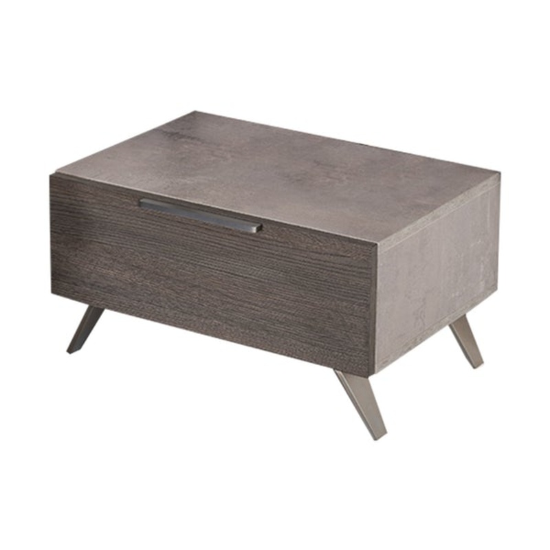 1 Drawer Faux Concrete Nightstand With Metal Handle And Angled Legs | Gray Nightstand