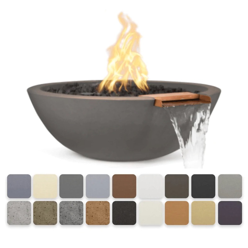 The Outdoor Plus – Sedona GFRC Concrete Round Fire and Water Bowl 27″ Match Lit Ignition Natural Gas Ash