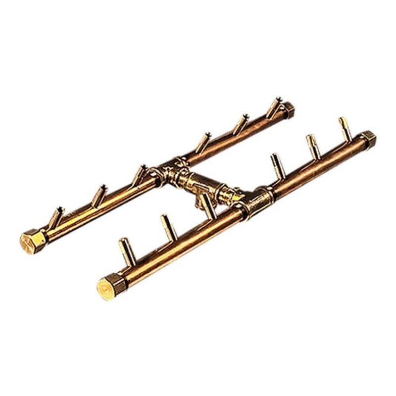 Warming Trends H-Style CROSSFIRE 18-Inch Brass Gas Burner Liquid Propane No Flex Line No Plate