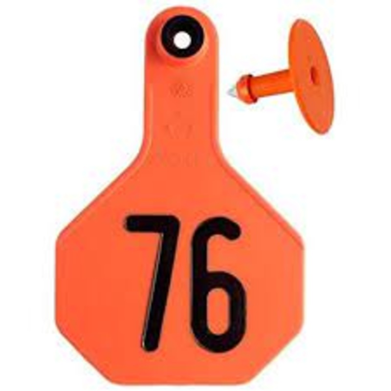 Y-tex 3 Star Medium Cattle Id Ear Tags Orange Numbered 76-100 Medium Orange