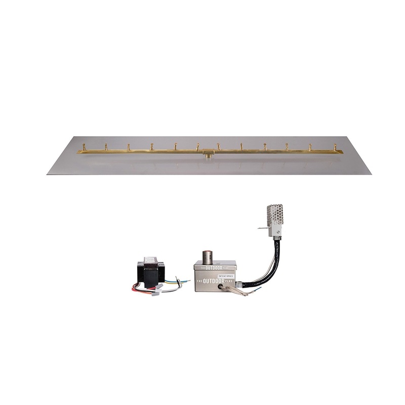 Top Fires Linear Bullet Gas Burner – Electronic, 18 to 84-Inch Long Sizes 18″ Long Brass Rectangular Flat Pan