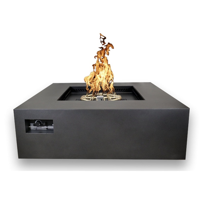 Warming Trends AON S48 48-Inch Square Steel Gas Fire Pit Table Push Button Ignition (PBIK) Liquid Propane Black