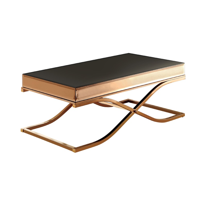 Lorrisa Contemporary Glass Top Coffee Table in Brass