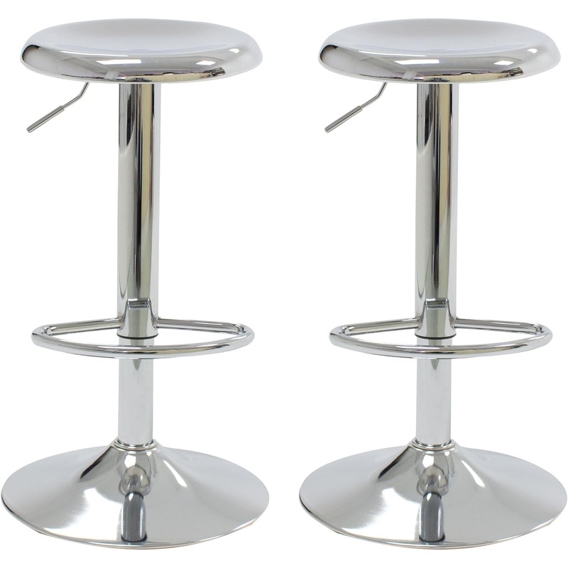 Bar Stools Set of 2, Adjustable Metal Bar Stools Swivel Counter Height Stool Backless Barstools for Kitchen Island Pub, Chrome Chrome