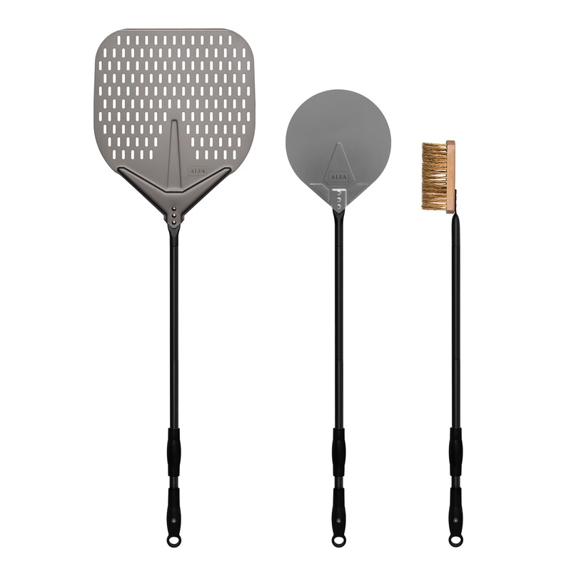 Alfa 36-Inch 3-Piece Gas Medium Pizza Peel Set Black