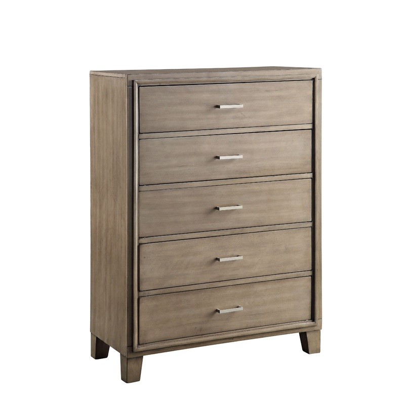 Hage Contemporary 5-Drawer Chest in Brown Cherry